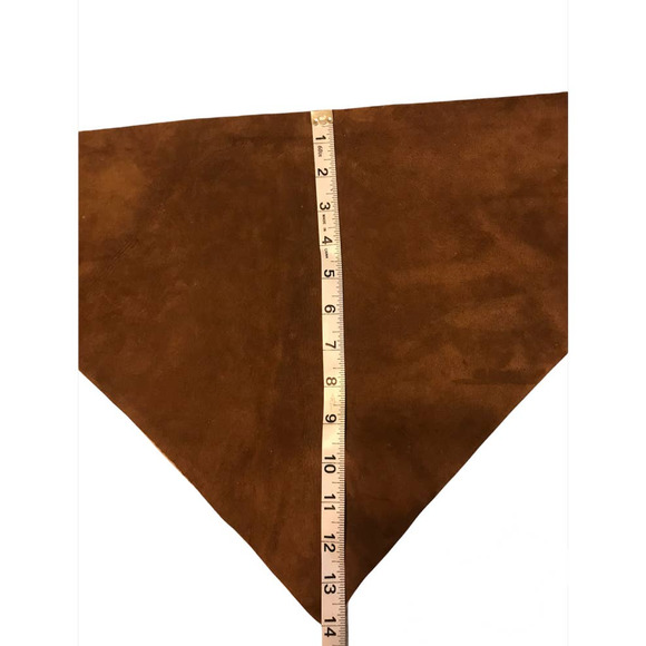 Vintage Brown Suede Triangle Head Scarf with Tie - Picture 5 of 6
